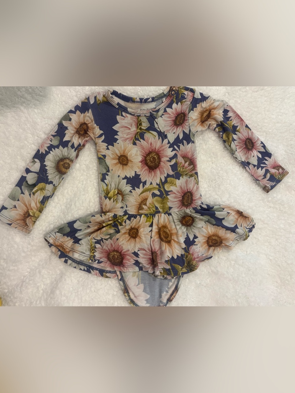 Posh Peanut Soraya Floral Twirl Bodysuit Dress 6-12M Retired Bamboo
